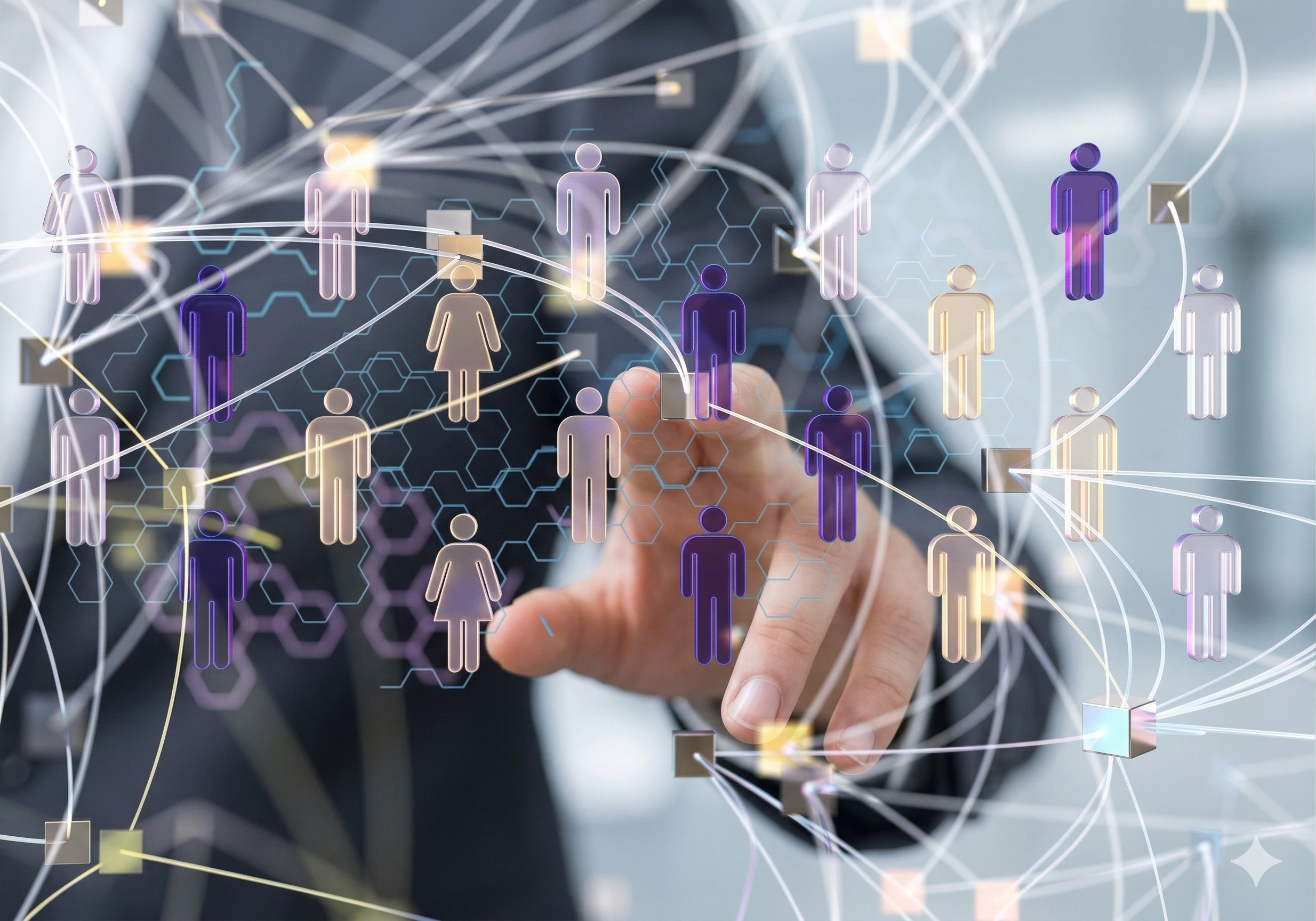 Neural network of people connected digitally